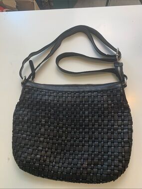 Vilenca Holland Hand Woven Leather Black  Shoulder Crossbody Bag